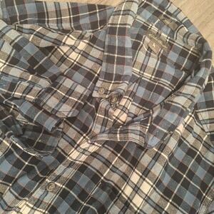 Eddie Bauer Shirt‎ Adult 2XL Blue White Plaid Flannel Long Sleeve Mens